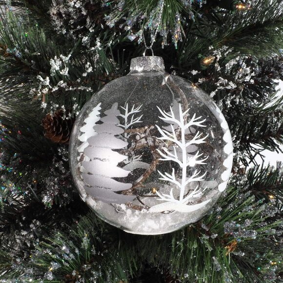 Christmas Ornaments Nature 3 Clear Filled Painted Grapevine Tree Snow - Picture 6 of 9